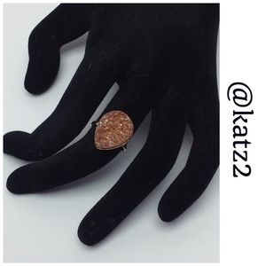 Druzy Ring - Amber/Brown Iridescent Colors